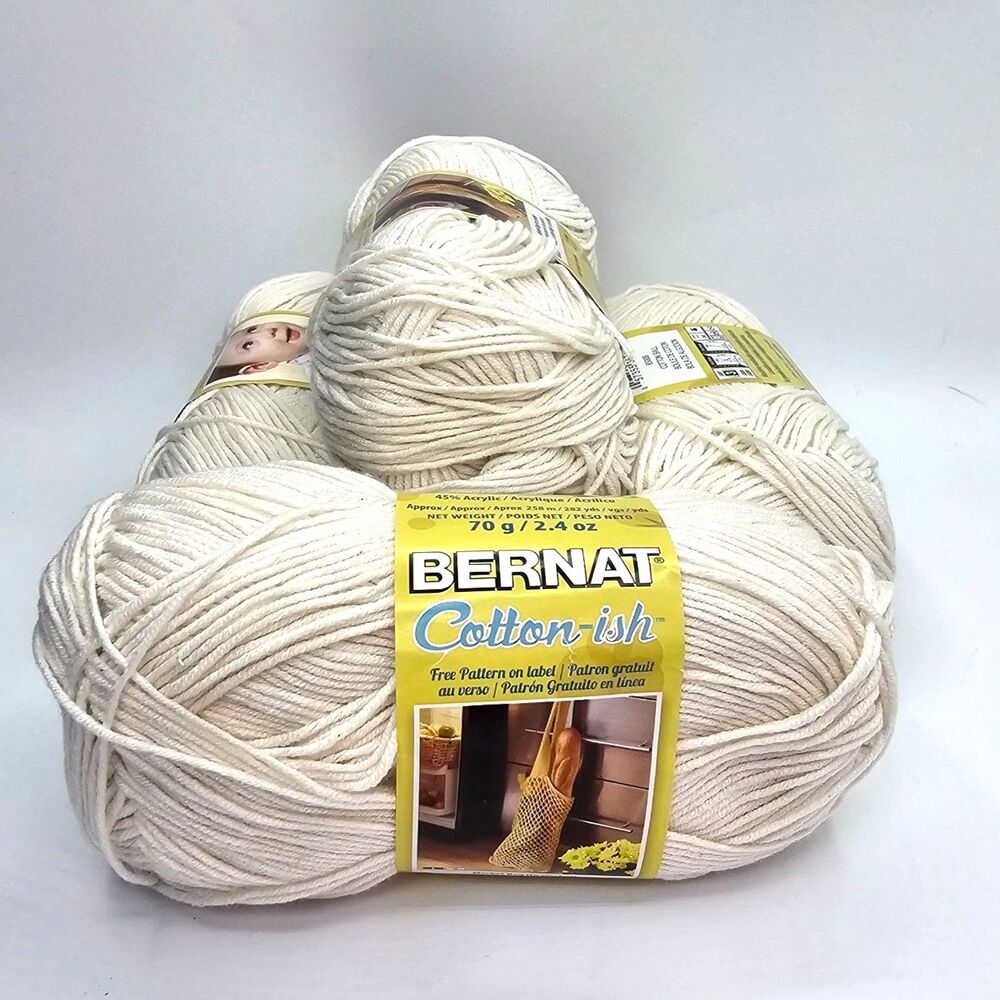 Bernat Cotton-ish Yarn Cotton Ball 85008 Lot 4 Skeins 1128 Yds Discontinued